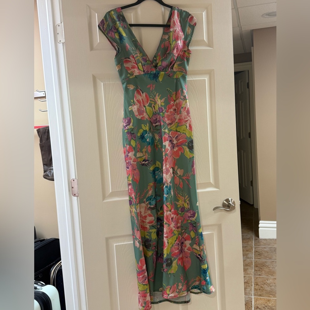 Floral Satin Dress - Picture 3 of 6